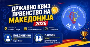 ТРЕТО ДРЖАВНО КВИЗ ПРВЕНСТВО – 13.09.2026 - СКОПЈЕ